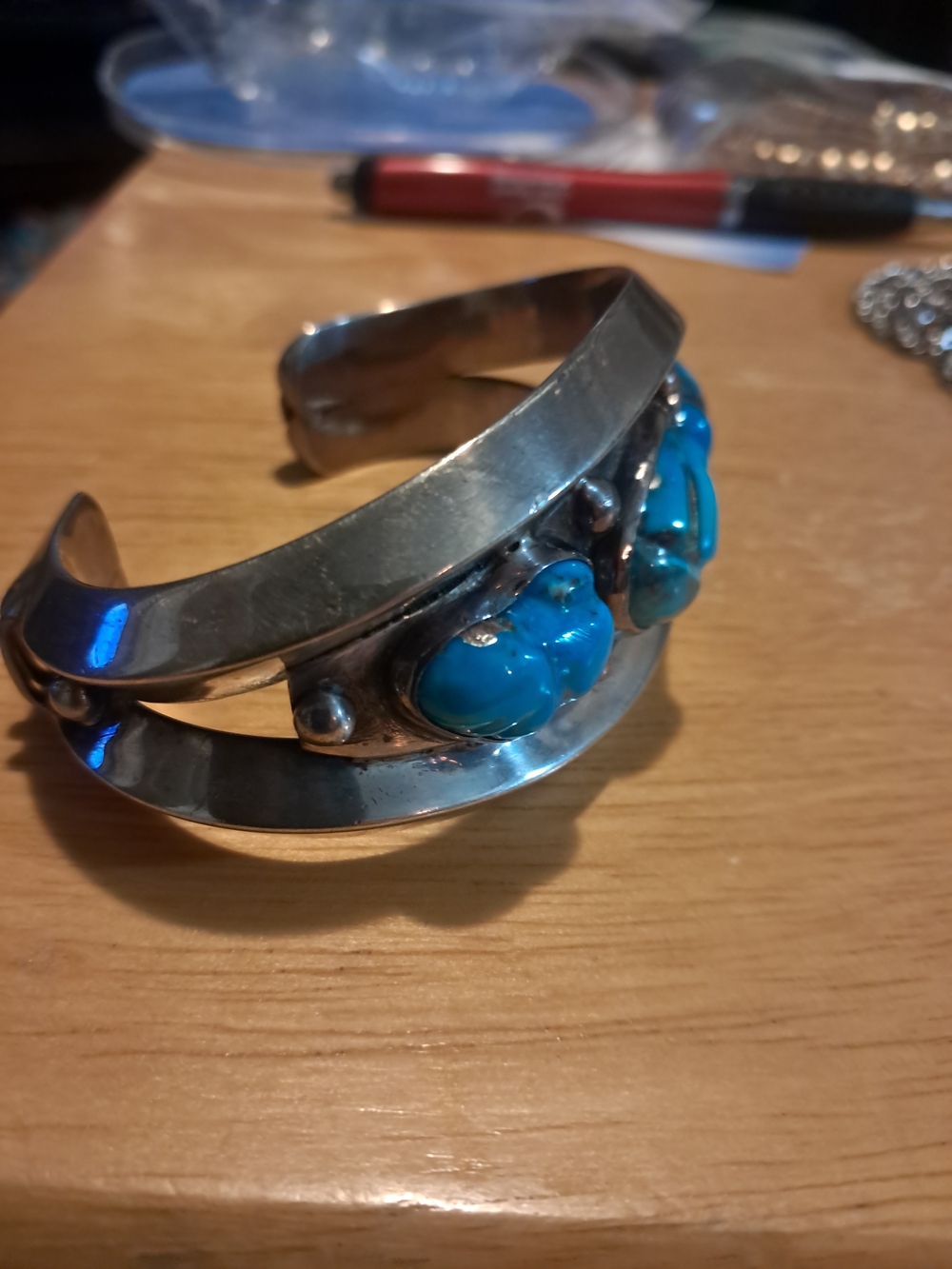 Sterling Silver Turquoise Cuff Bracelet - Blue